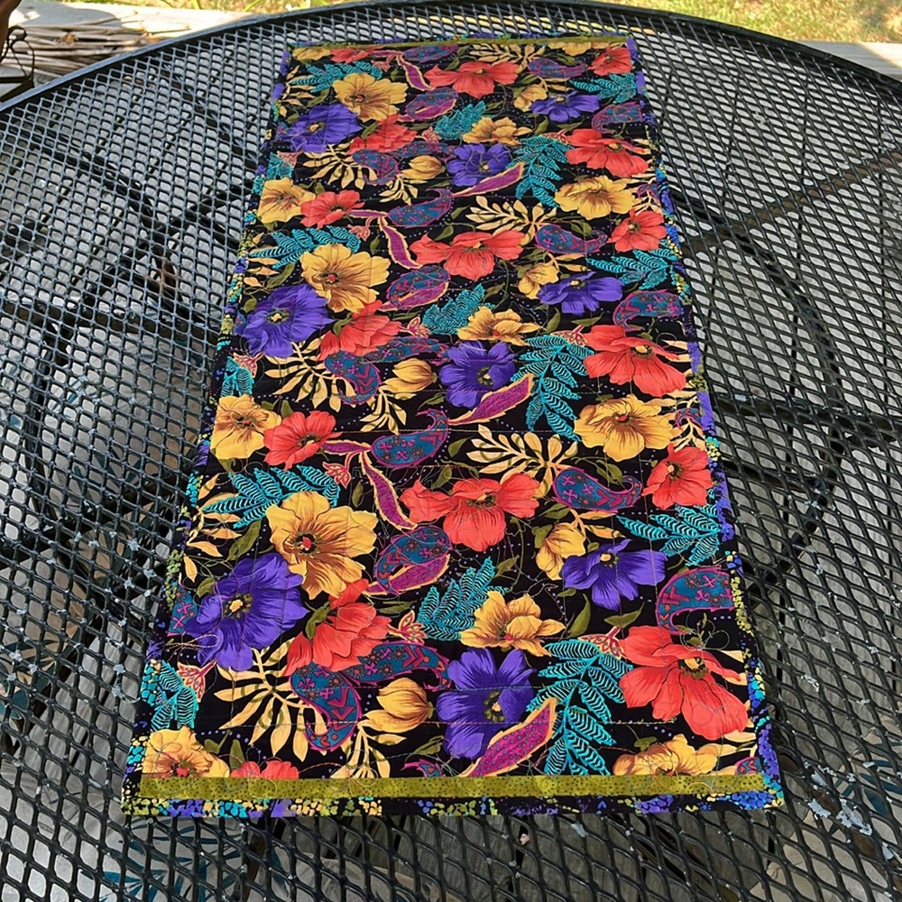 Two Sided Quilted Floral Table Runner - Picture 2 of 6